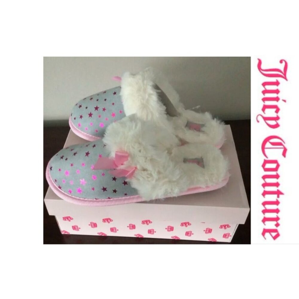 NEW Juicy by Juicy Couture Sonora Girls Slip-On Slippers Gray/Pink SZ 4-5 💥💥